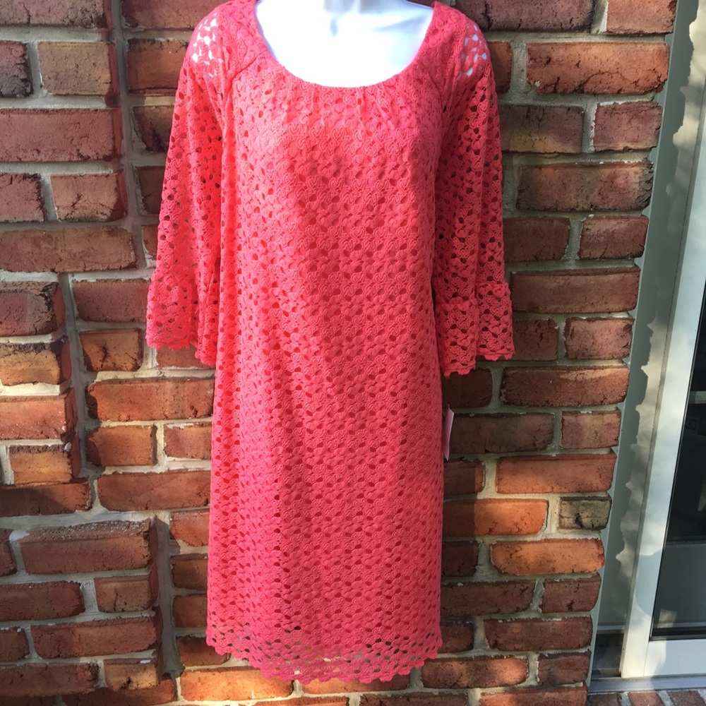 NWT Rabbit Rabbit Rabbit Coral LACE Dress 16W - Picture 3 of 8